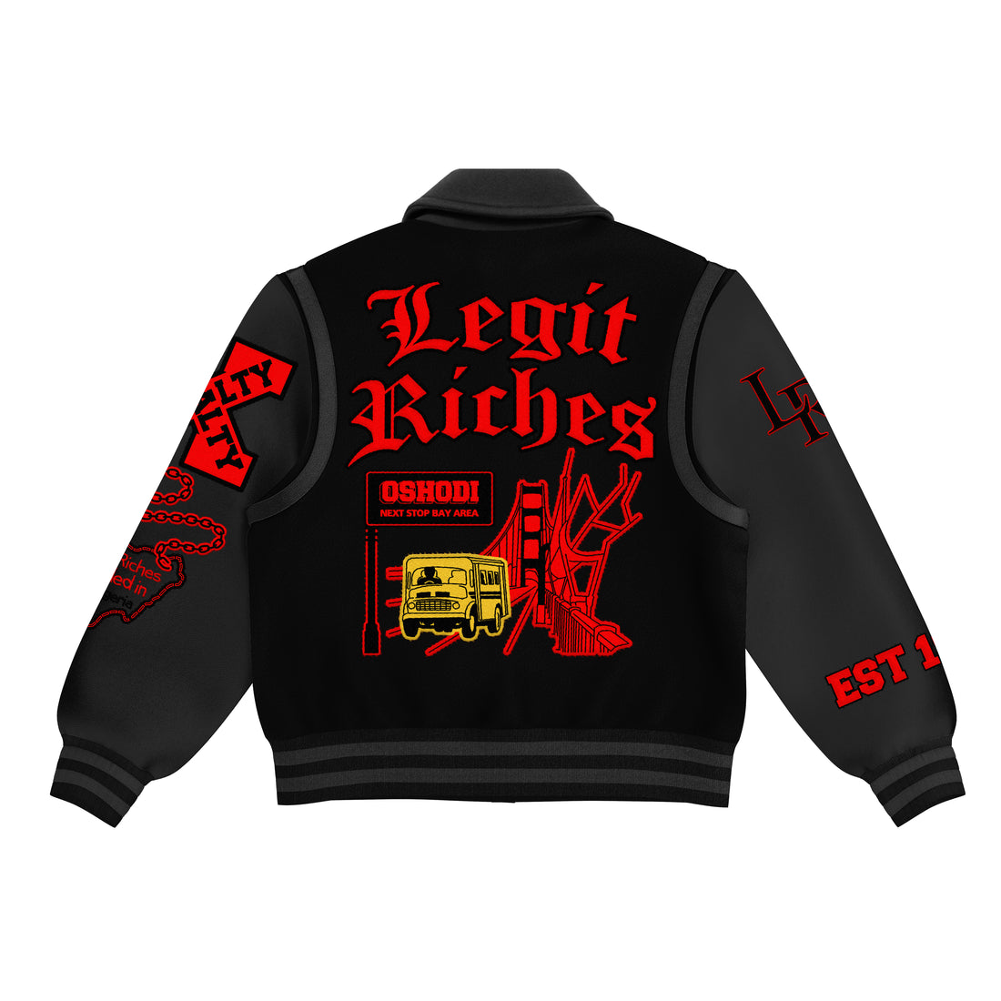 LOS -> SFO varsity jacket (Red) (Copy)